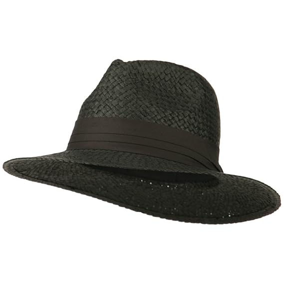 black straw fedora hat