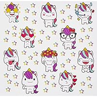 LIFETIME INC Unicorn Stickers Party Favors Supplies- Sheets of Rainbow Magical Colorful Emoji Faces Prizes Gifts Teen Tween Girls Goody Bag Filler Sleepover Birthday Decorations Stocking (12 Sheets)