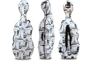 Vetimobato 4/4 Full Size Cello Case Hard Carbon Fiber Strong & Ultralight Cello Box ca. 4.0 kg with Strong Handle & 2 Bow Holders & Back Straps & Wheels (Paris Style)