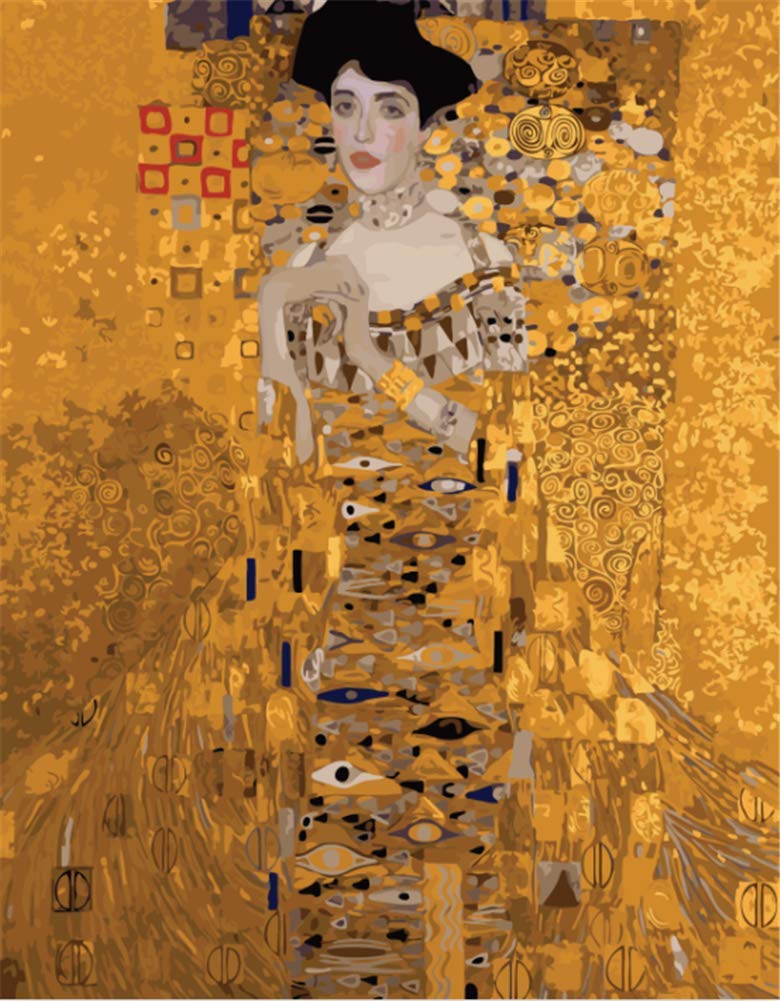 Awesocrafts Paint by Numbers Kits, Portrait of Adele Bloch Bauer by Gustav Klimt Number Painting for Adults 16x20 inch (Adele, No Frame)