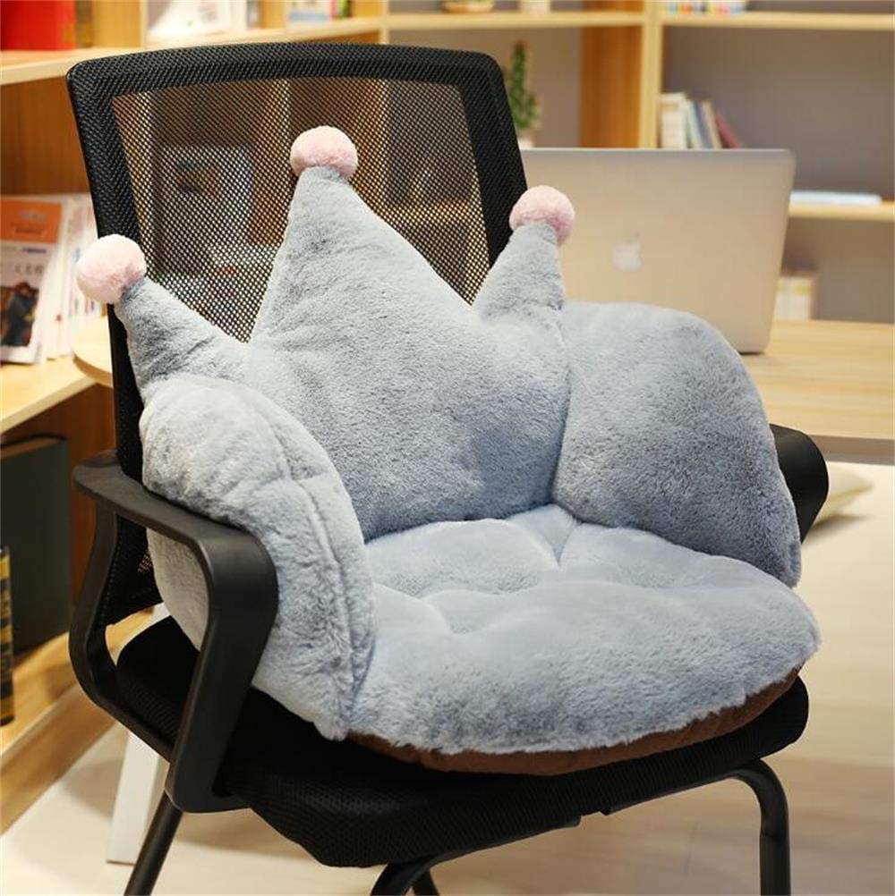 Cute Crown Shaped Armchair Seat Cushion Support Soft Warm Plush Lazy Sofa Office Seat Pad Pillow Relieves Back Coccyx Sciatica Tailbone Pain Relief Chair Cushions Floor Mat