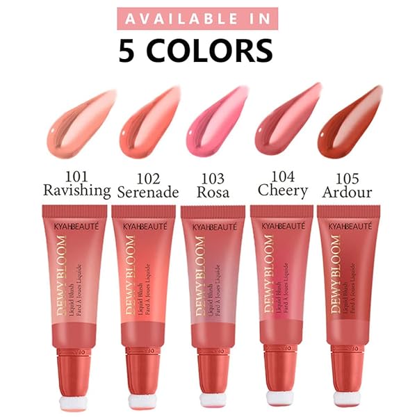 SOFT CREAM LIQUID BLUSH BEAUTY WAND, CREAMY BLUSH MAKEUP FOR CHEEKS WITH CUSHION APPLICATOR, NATURAL-LOOKING CHEEK TINT BLUSH DEWY FINISH,BLENDS PERFECTLY ONTO SKIN,LONG-WEARING (105 ARDOUR)