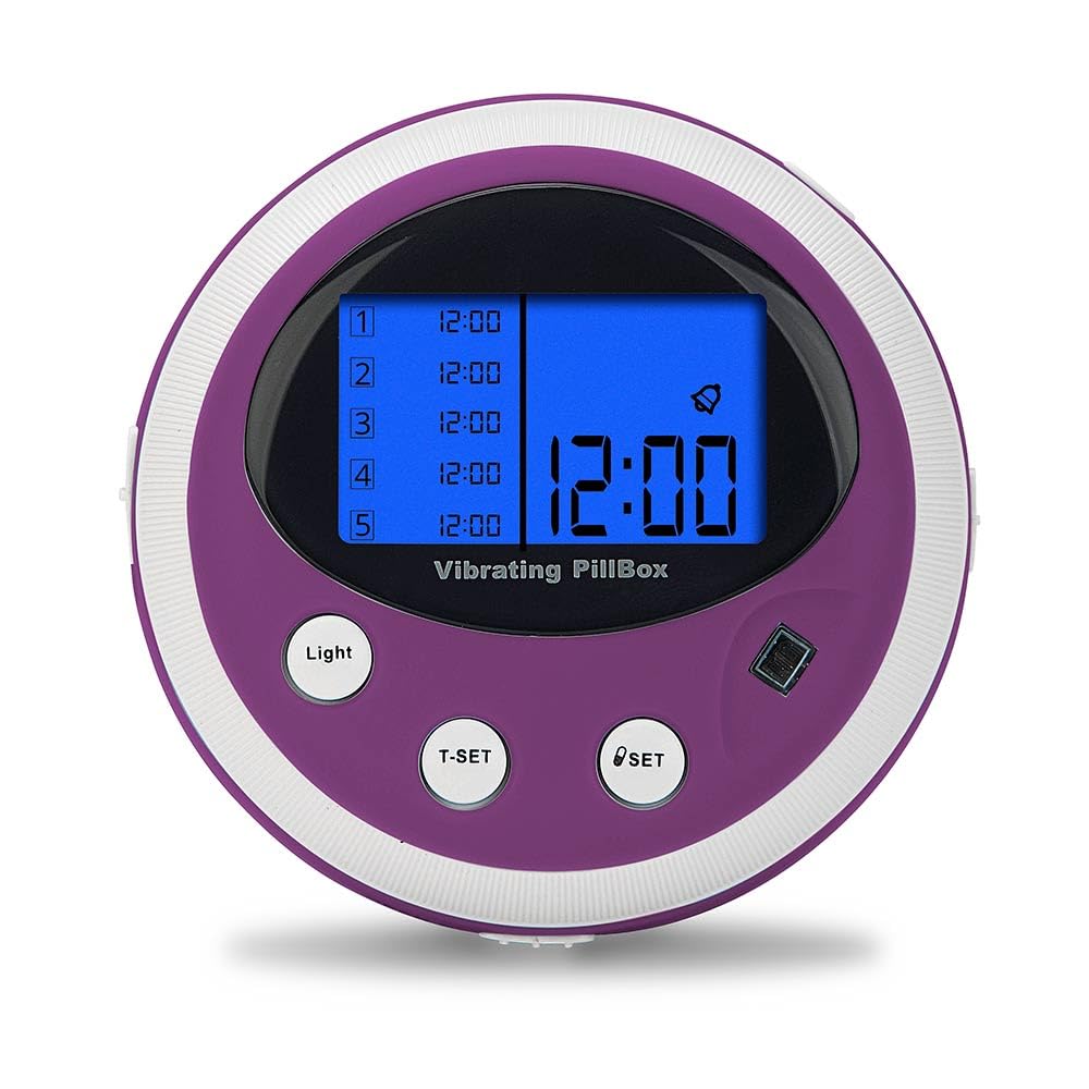 scala Pill Box 5 Compartments 5 Alarm Times, Purple