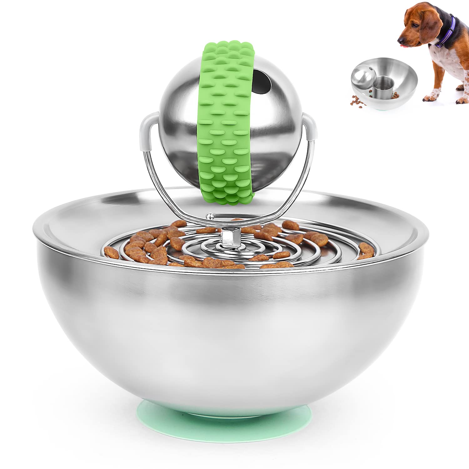 Tyasoleil Dogs Bowls, 4 in 1 Dog Puzzle Toys for IQ Training, Slow Feeder Cat Bowls, Stainless Steel Treat Dispensing Puppy Toys - 33 Treat Game to Play, Interactive Toys for Small Medium Dogs Cats