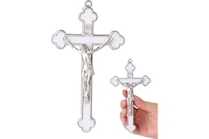 VINETEN Crucifix Wall Cross | White Catholic Crosses | Cross Wall Décor for Your Home (White Cream, 5.5 Inch)
