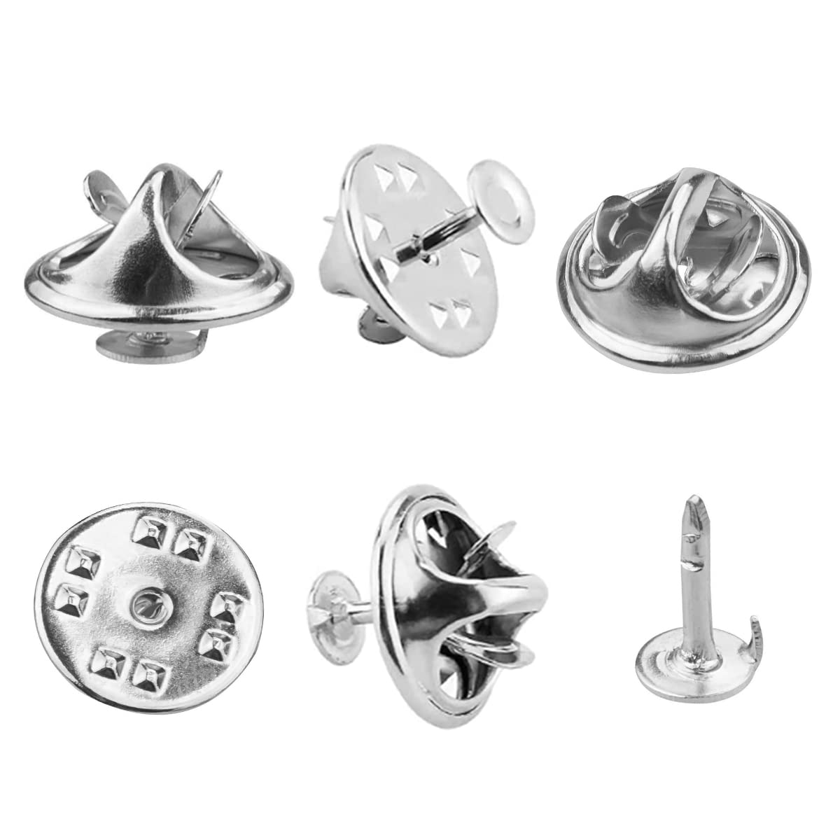 LICQIC Butterfly Clutch Tie Pins, Metal Pin Backs Replacement with 8 mm Length Blank Pins for Craft Making, 100 Pairs Silver