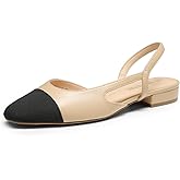DREAM PAIRS Slingback Ballet Flats for Women Square Cap Toe Low Heel Dress Shoes Comfortable Work Flats for Office Party Wedding Business Casual