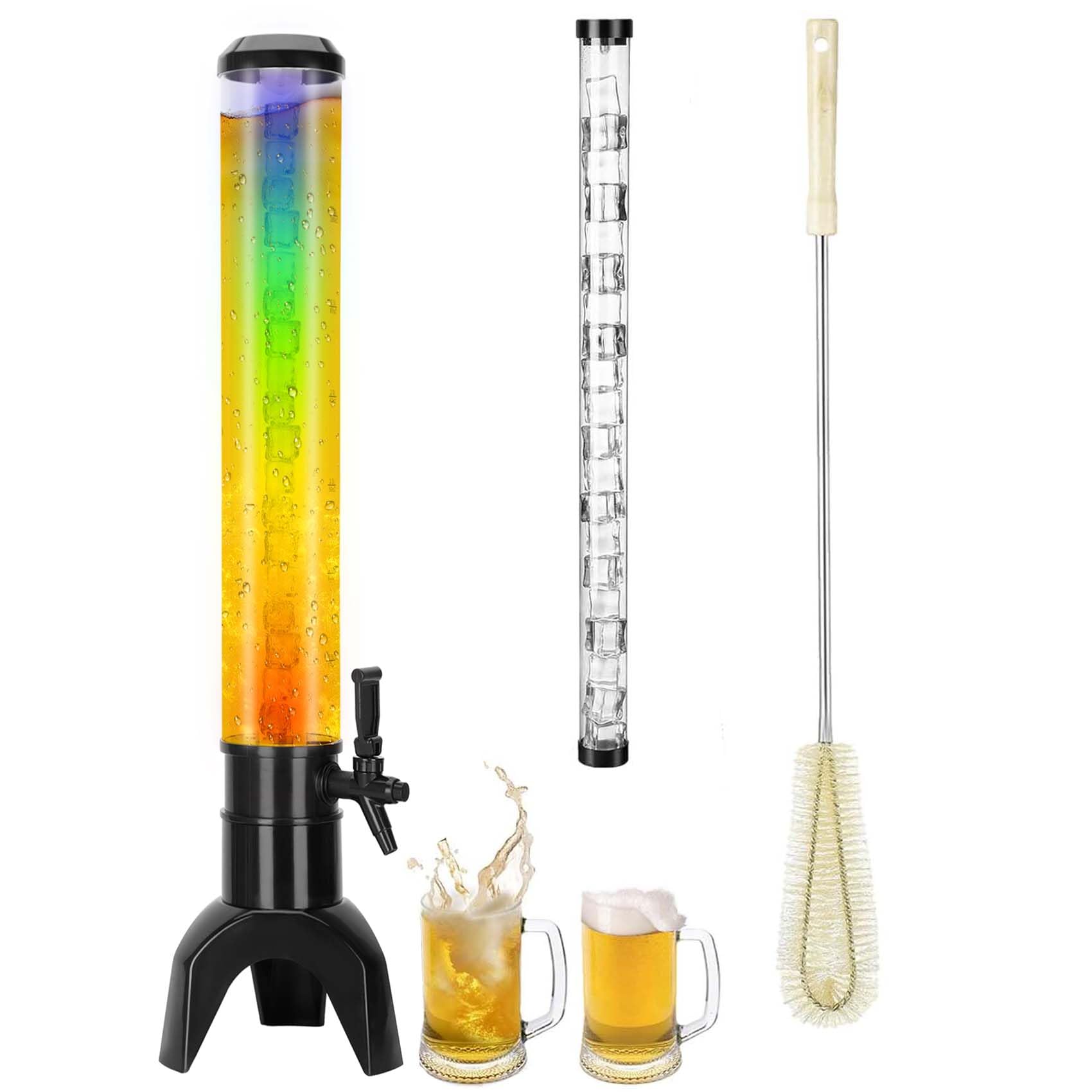 Photo 1 of 3L Mimosa Tower Dispenser with Ice Tube and LED Lights, 100 oz/3.2 qt Gravity Beverage Dispenser for Parties Bars Pubs Restaurants 1PCS