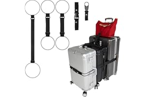 PUFFIN TRIP Luggage Straps 3 PCS for Suitcases TSA Approved 2 Short & 1 Long Adjustable Straps with Elastic Thick Rope for Connecting Suitcases and Bags Stably with Strap Buckle and Bottle Buckle Clip, Black