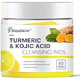 Turmeric Kojic Acid Cleansing Pads – Exfoliating & Brightening Face Pads for Dark Spots, and Uneven Skin Tone – Gentle & Effective Turmeric & Kojic Acid Facial Pad for Face & Body - 60Pcs