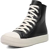 IMPREMEY Women's High Top Sneakers Lace Up PU Leather Shoes with Thick Soles and Zipper, Fashionable Walking Shoes