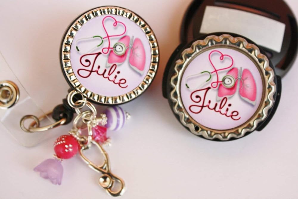 Personalized respiratory therapy Badge Reel and Stethoscope