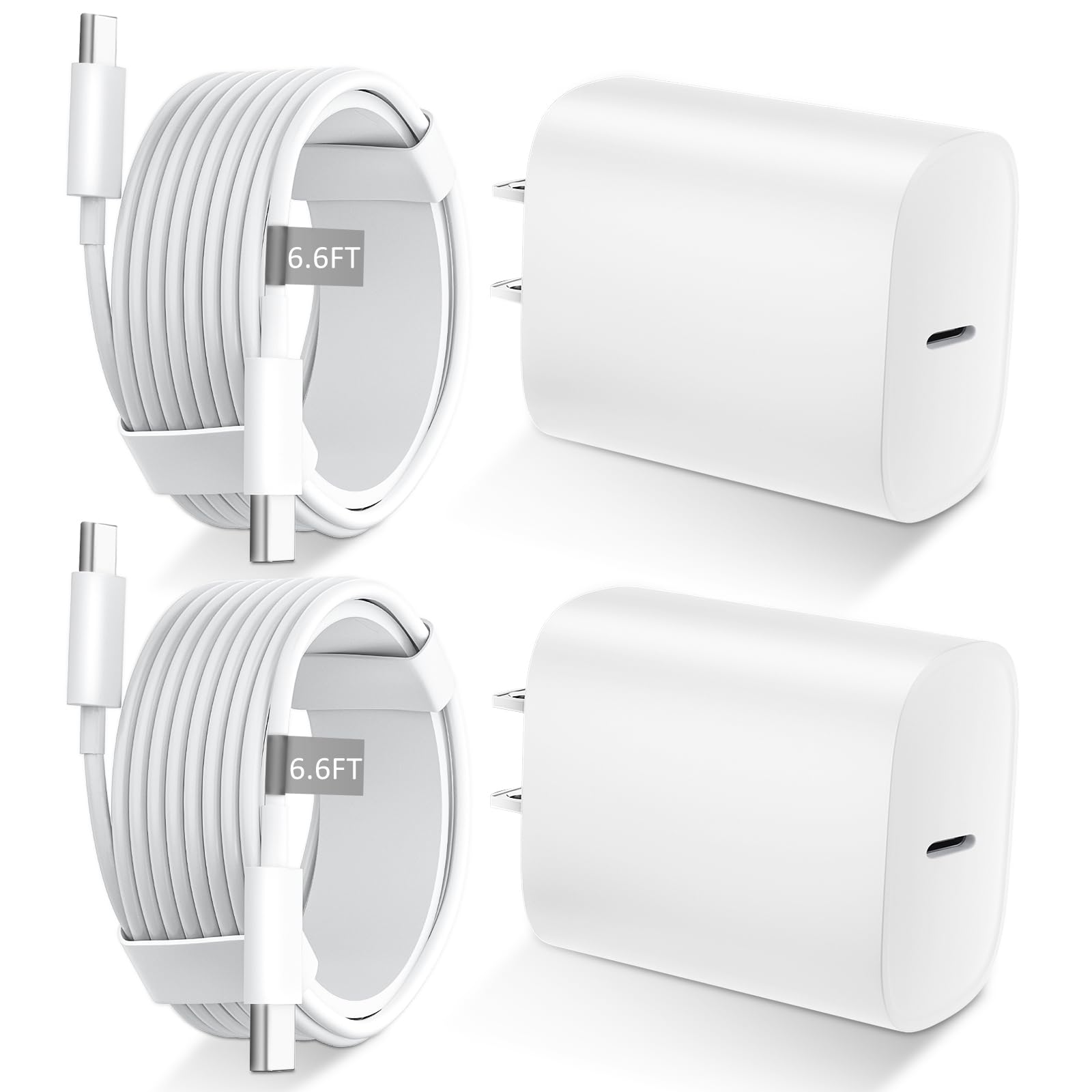 Phone 17 16 15 Charger Fast Charging Type C Chargers USB C Fast Charger Block & Phones 17 Charger Cord 6.6FT Long USB C Charging Cable for i.Phone 17/17 Pro/17 Pro Max/Air/Phone 16 15 Pro Max,White