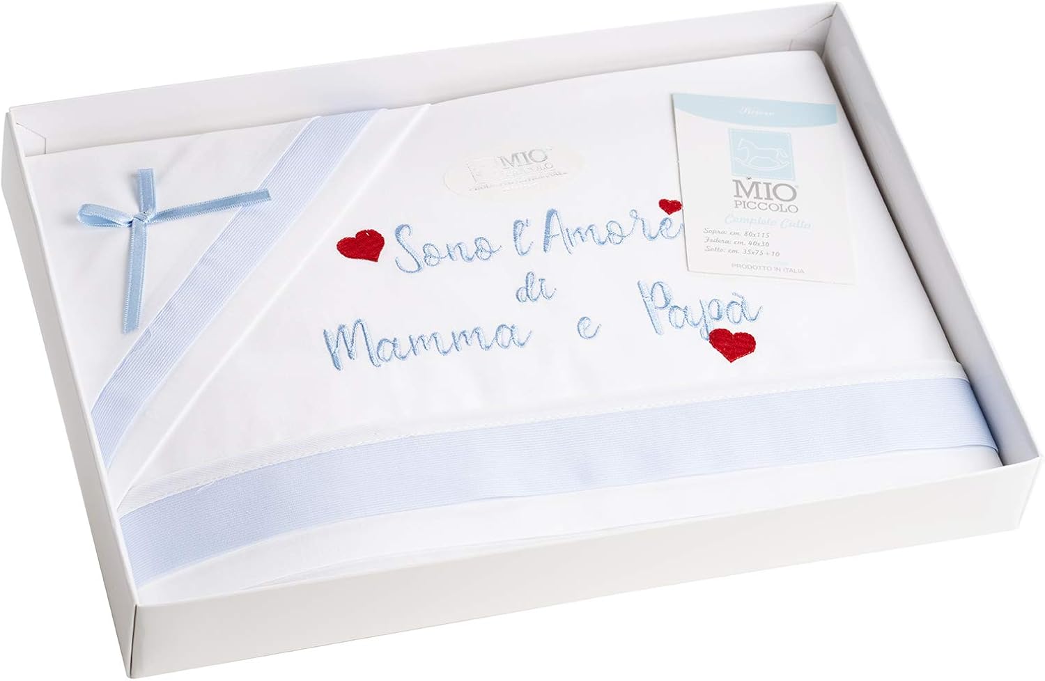 Mio Petit Drap Berceau Landau Bebe Nouveau Ne 100 Coton Fabrique En Italie Artisanaux Emballage Cadeau Bebe Fille Bleu Ciel Coffrets Cadeaux Bebe Puericulture