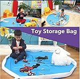 Doomagic Large Kids Toy Storage Bag Organizer Box and Play Mat Toy Quick Pouch (Blue)