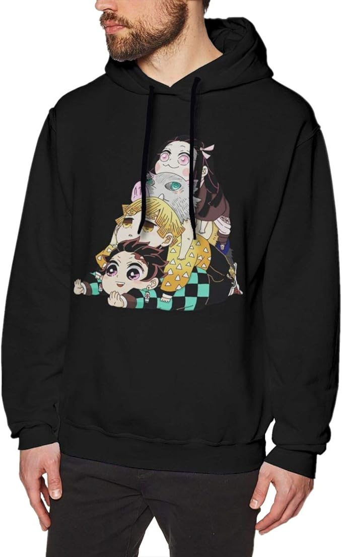 Amazon.com: Mens Demon Slayer Gang Cute Hoodie Sweatshirt Without Pockets Black 3X-Large: Clothing