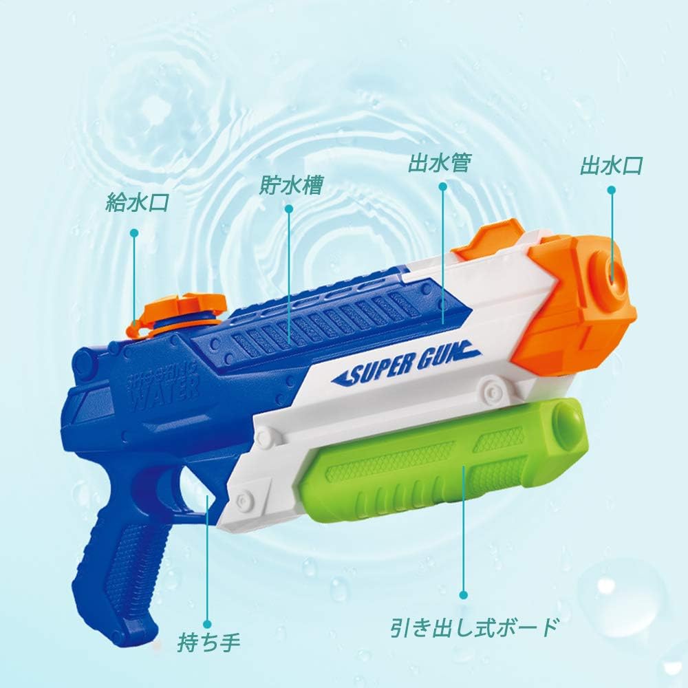 Amazon 最新版 水鉄砲 最強 ウォーターガン 超強力飛距離 2点セット 10 12m 水てっぽう 800ml 400ml超大水容量 プール 水ピストル おもちゃ 水遊び 水撃ショット お風呂水鉄砲 おもちゃ 玩具 水鉄砲 おもちゃ