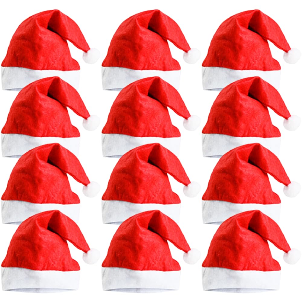 Ram® 12 Pieces Christmas Santa Hat Christmas Party Fancy Dress Hats Or Santa Costume Dressing Up Father Christmas Red Santa Hat For Christmas Party