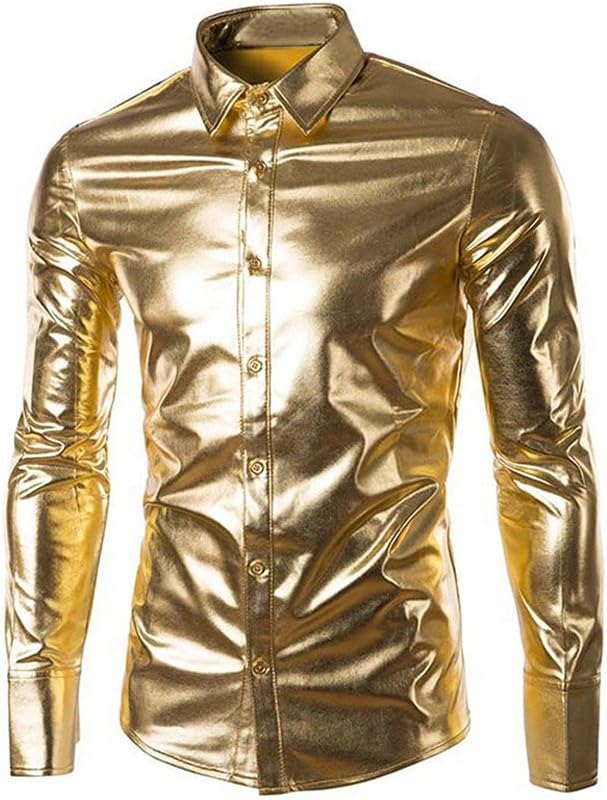 DOOXIUNDI Mens Trend Nightclub Styles Button Down Shirts