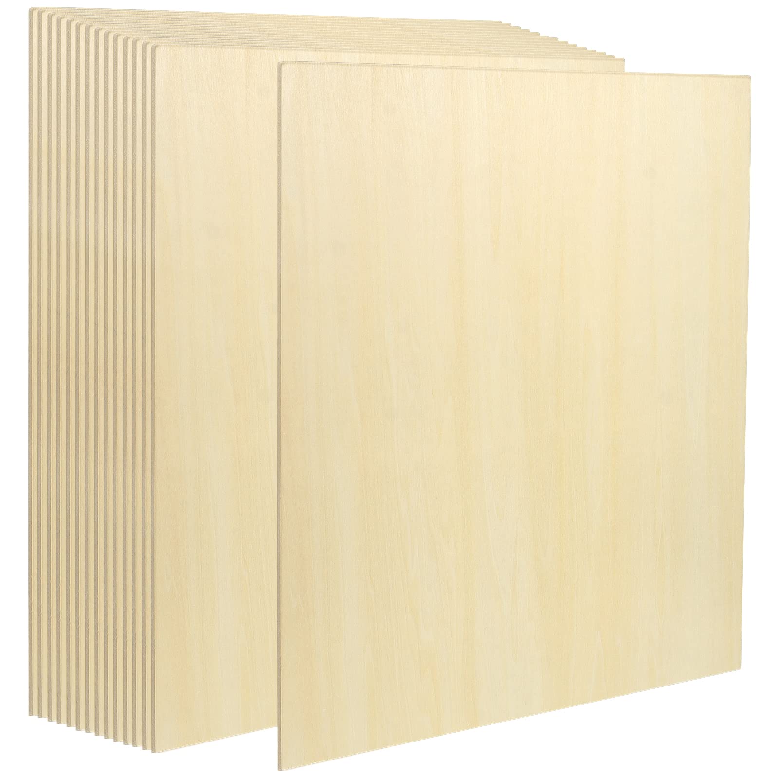 SINJEUN 15 Pieces Basswood Sheets, 30 x 30 x 0.3 cm Blank Plywood Sheet Unfinished Basswood Sheets, Wooden Boards for Craft, Architectural Model, School Project