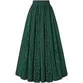 Scarlet Darkness Maxi Skirt for Women Boho Lace Flowy Long Renaissance Skirts with Pockets