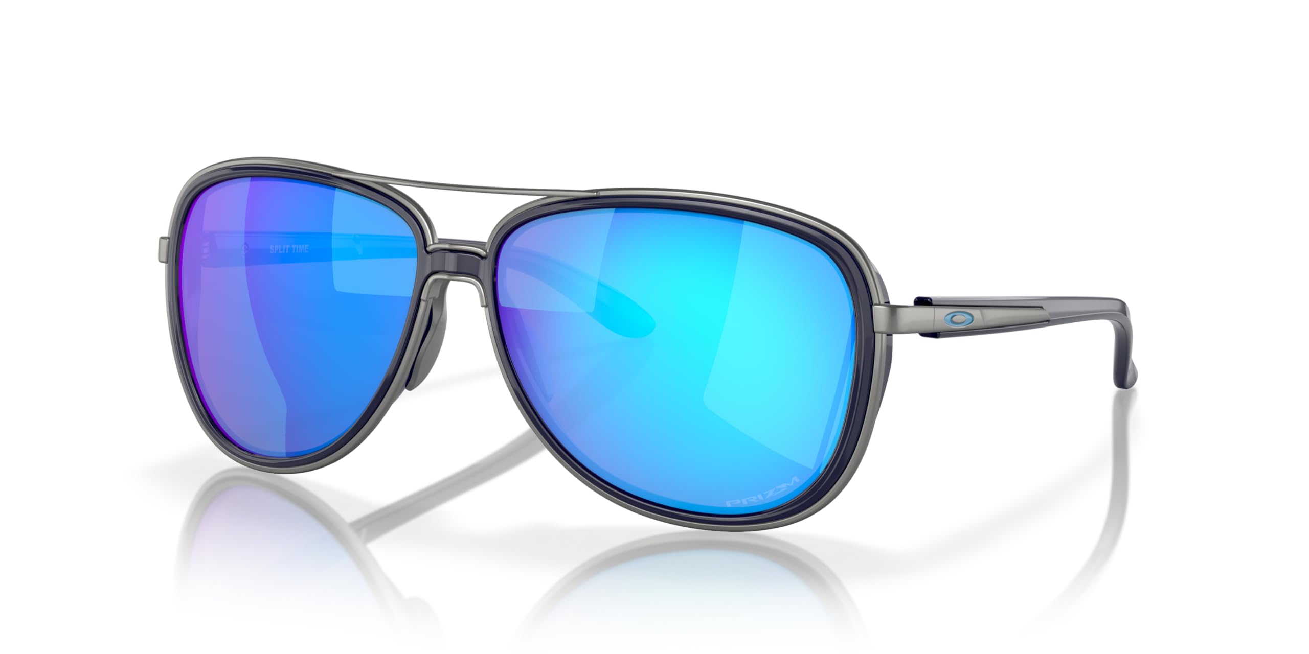 Oakley Women’s OO4129 Split Time Aviator Sunglasses, Navy/Prizm Sapphire Iridium Polarized, 58 mm