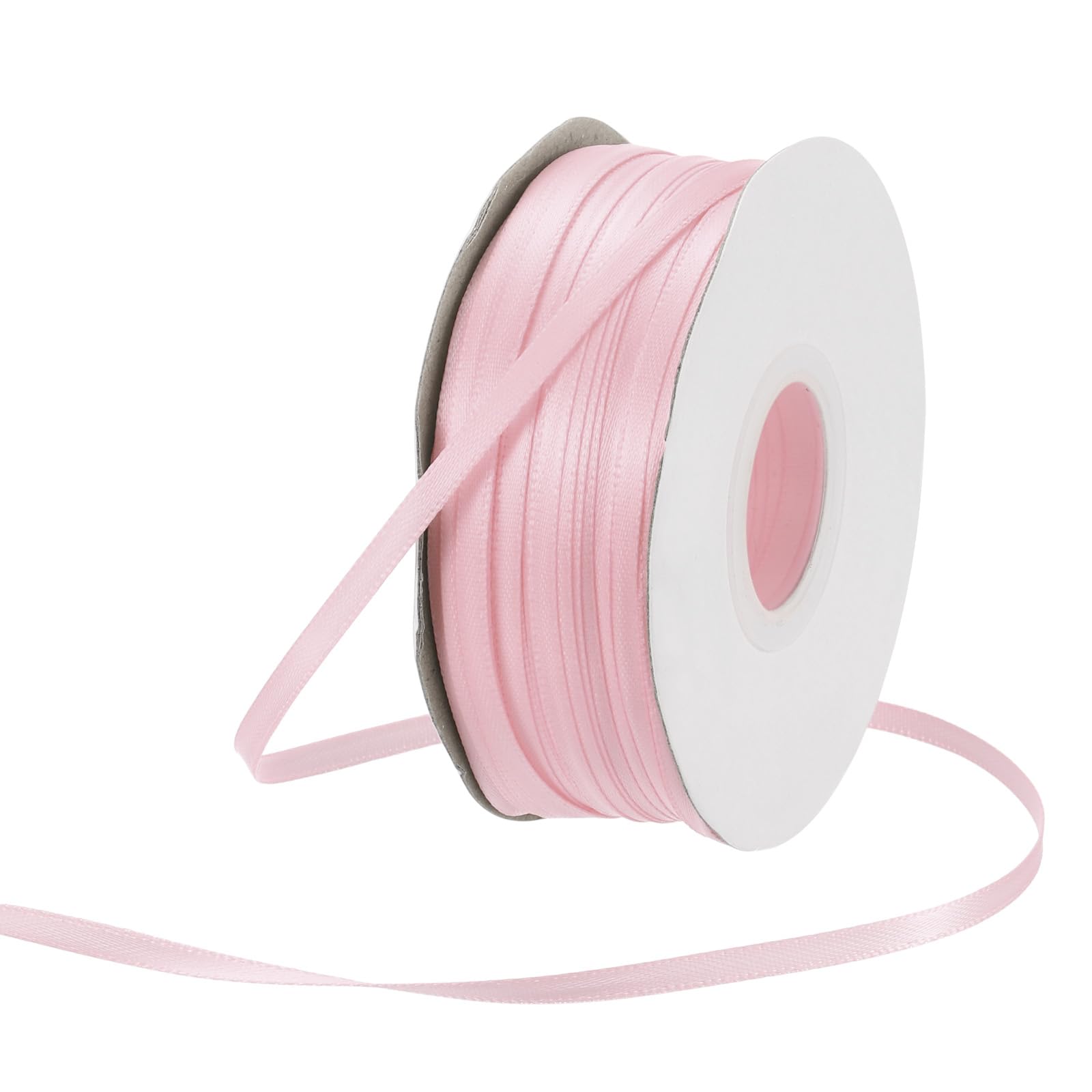 Rebower 3mm Satin Ribbon 91m Thick Double Face Grosgrain Silk Ribbon, [for Gift Wrapping, Hair Bows, Wedding, Cake, Flower] - 100 Yard/300ft/ Pale Pink