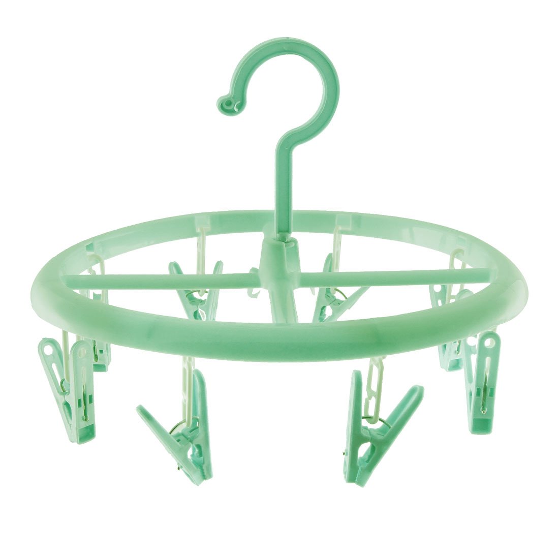 Round Plastic 8 Clamps Clips Circular Clothes Hanger Green