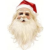 FYSHINE Santa Claus Mask for Adults Realistic Latex Old Man Mask with Santa Beard Hat
