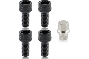 AUTOKAY 8D0601139F M14 x 1.5 Antitheft Wheel Bolts Lock Lug Nut Fit for Audi A1 A3 A4 A5 A6 A8 Q3 Quattro Q5 Q7 S3 S8 R8 TT Allroad Coupe for Volkswagen Golf Jetta Passat Beetle 1985-2016 with Key