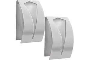 Hoxfly 2 Pcs Stainless Steel Tea Towel Holders, Self Adhesive Towel Hook Holder, 5x7.5 cm Dish Towel Grabber Holder Wall Hook