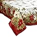 Violet Linen Decorative European Blossom Christmas Tablecloth, Poinsettia & Holly Berry Print - 70