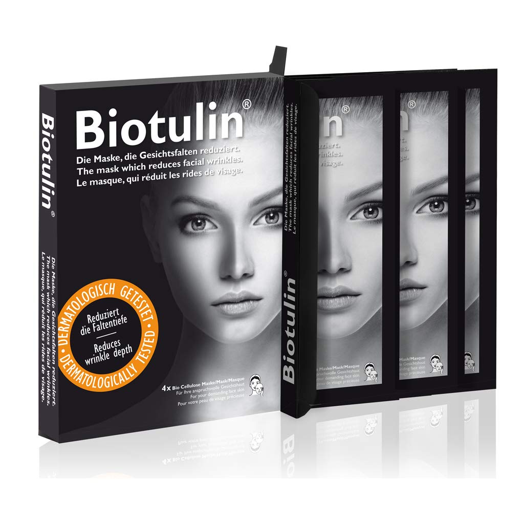 Biotulin Bio Cellulose Face Mask - Pack Of 4 - Anti Wrinkle Hydrating Mask- Hyaluronic Acid - Anti Aging Ingredients
