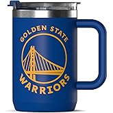 Hydrapeak x NBA Officially Licensed Golden State Warriors 18oz Insulated Coffee Mug with Flip Lid and Handle for Travel, Cold/Hot, Stainless Steel Coffee Cup Insulated, BPA-Free Double Walled, Tea Mug