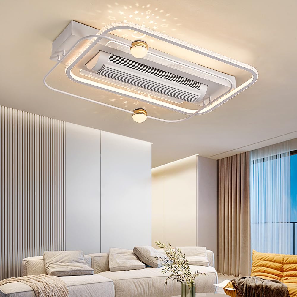 Eurohandisplay Deckenventilator mit LED Beleuchtung mit Fernbedienung Lichtfarbe/Helligkeit einstellbar 6 Geschwindigkeiten, timer 2 Stunden Sommer-, und Wintermodus (YX2024-CFX white)