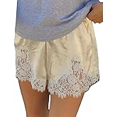 Women Satin Lace Trim Shorts Mini Micro Shorts Silk Slip Bottoms