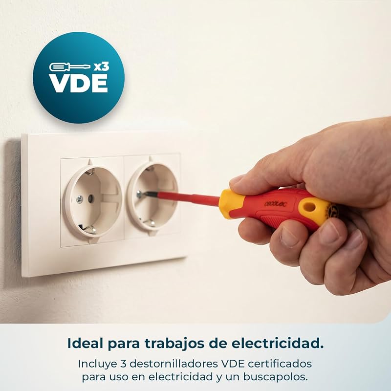 Juego de Destornilladores 126 Piezas HardGyro 1260 Magnetic. Acero CR-V, 3 Destornilladores VDE, 60 Puntas S2, Carraca, Magnetizador, Llaves de Vaso y Allen, Buscapolos, Soporte Incluido