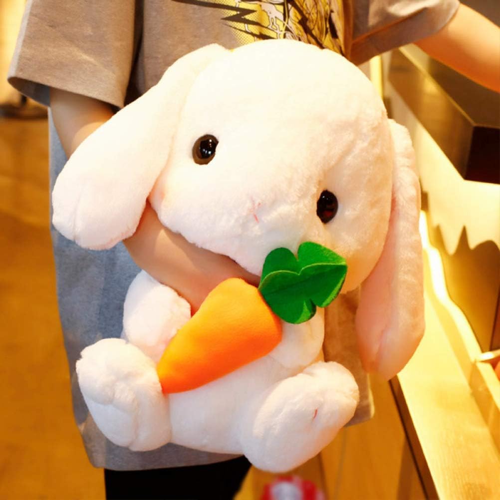 Creative 3D Kawaii White Bunny Lop Eared Rabbit Shaped Doll Plush Pillow Soft Stuffed Animal Play Doll Baby Hugging Toy Sleeping Bolster Pet Throw Pillow Bed Sofa Nap Cushion Nursery Office Gift