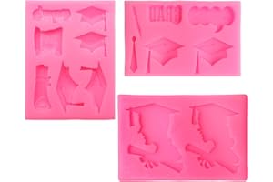 Graduation Fondant Silicone Mold Set Caps Diplomas and Grad Congratulations Ideal for Chocolate Candy and Cupcake Toppers Dec