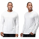 DEVOPS 2 Pack Men's Sun Protection Quick Dry Long Sleeve Rash Guard Fishing Running Garden Cycling Garage Homewear Shirt