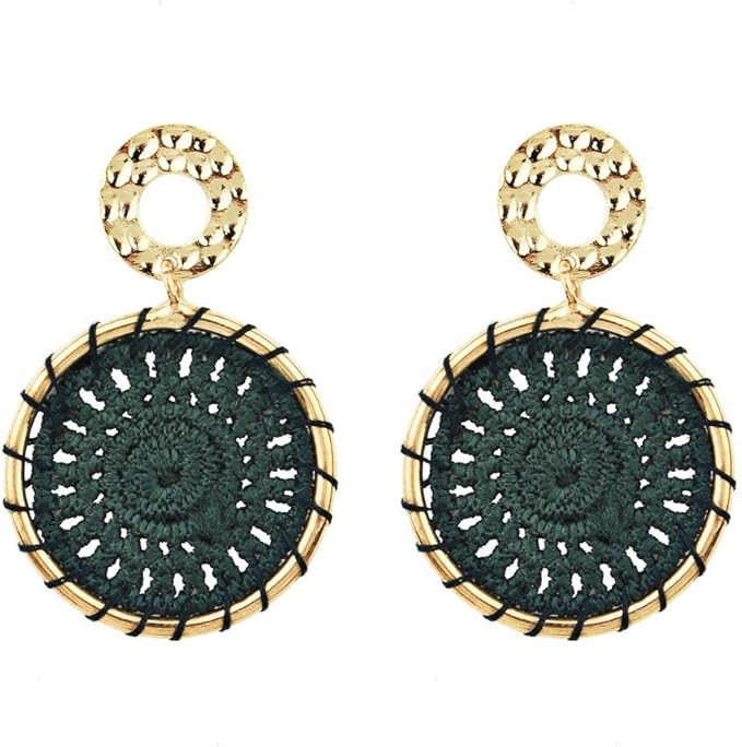 GGSDDU Vintage Böhmische Gewebte Runde Ohrringe Geknotete Seil Tropfen