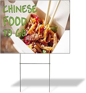 Fastasticdeals Weatherproof Yard Sign Chinese Food to Go Advertising Printing White Lawn Garden Restaurants 24x18 Inches 1 Side Print