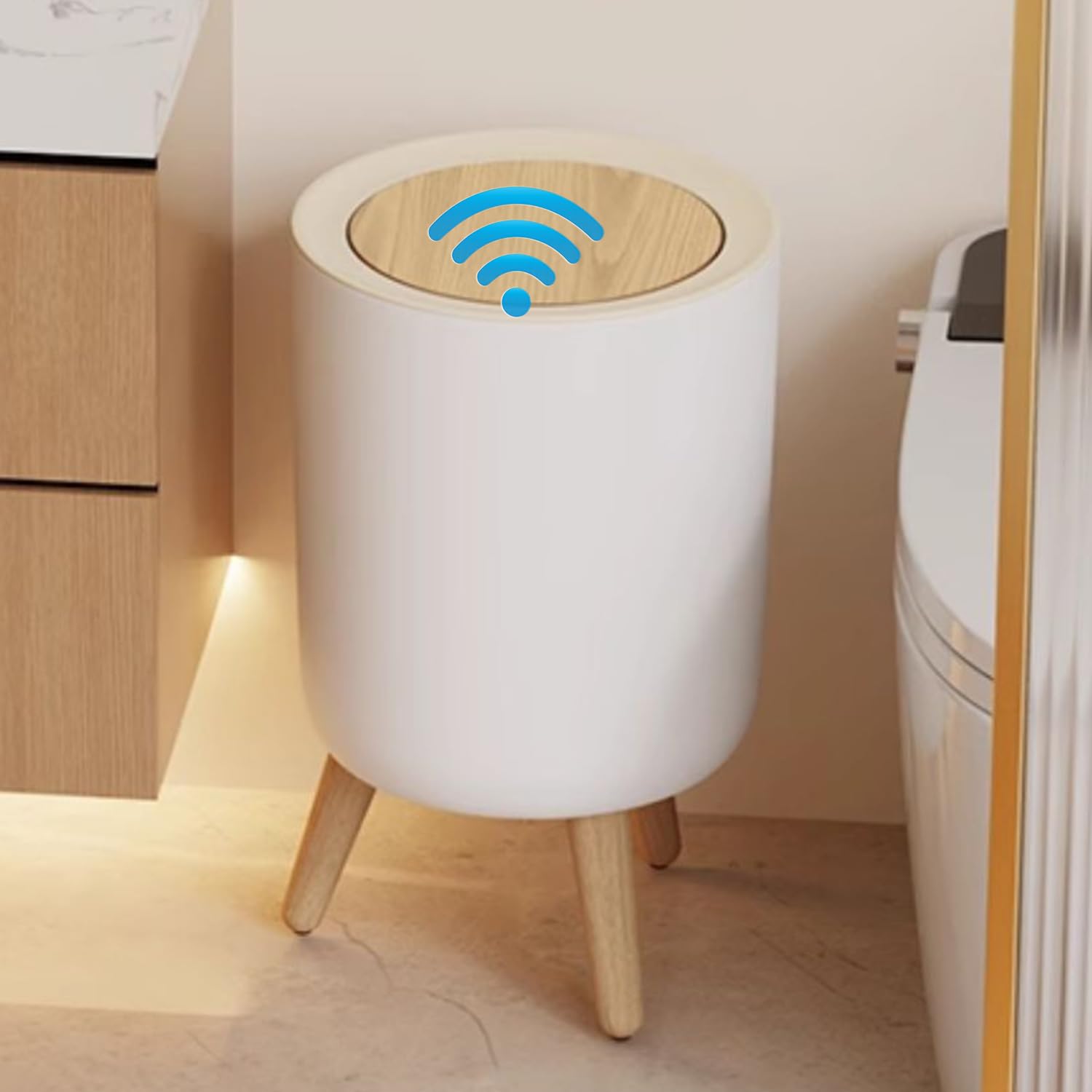 Photo 1 of **SENSOR DOES NOT WORK**Yatmung Bathroom Trash Can Automatic Touchless - Smart Garbage Can - Waste Basket for Bedroom, Living Room, Toilet, Office - Motion Sensor Trash Bin with Lid - White 250811