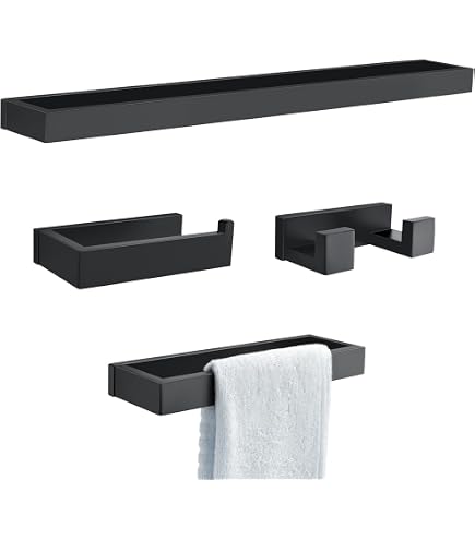 BUVELOT Handtuchregal Bad – Modernes Design, Mattschwarz, Edelstahl 304 – Platzsparend Und Stylisch