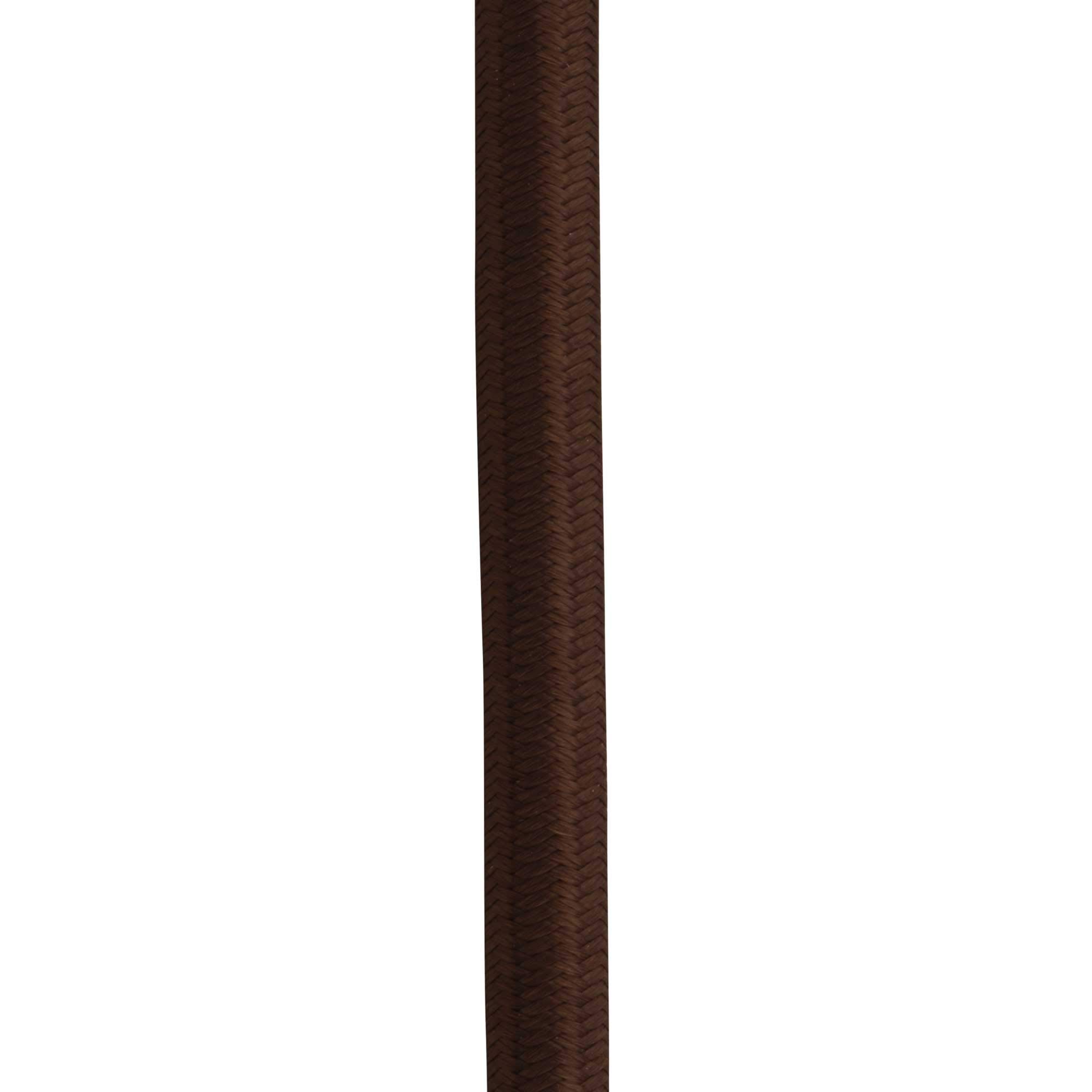 ElekTek Brown Round Vintage-Style Braided Fabric Covered Lighting Flex Cable 2m Pack Length, 3-Core 6 Amp (0.75mm), EU Manufactured