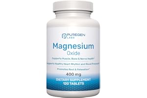 P PUREGEN LABS Magnesium 400mg [High Potency] Supplement – Magnesium Oxide for Immune Support, Muscle Recovery, Leg Cramps and Relaxation 120 Tablets