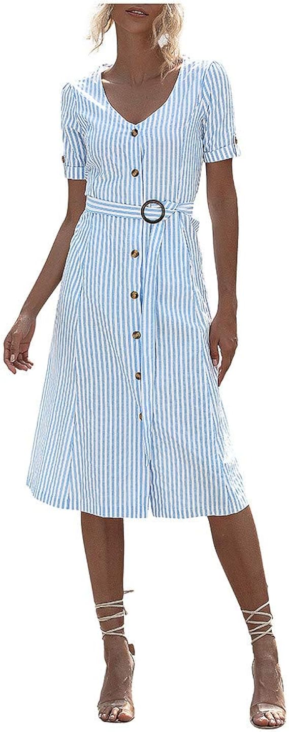 Kleid Gestreift Knöpfe Kleid Gestreift Knöpfe