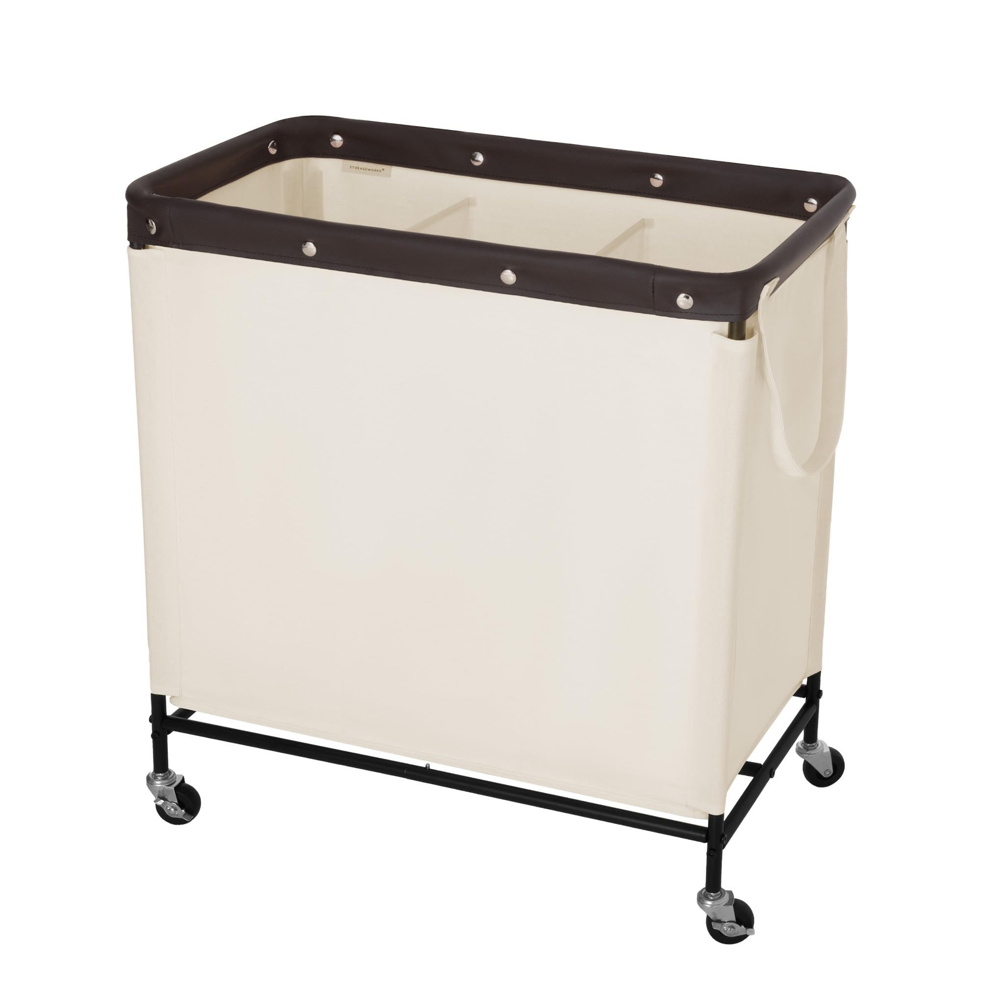 Photo 1 of StorageWorks 3 Section Laundry Hamper, Rolling Laundry Cart with Wheels and Handles, Laundry Room Double Sorter for Organizer and Storage, 31.7 Gal(120L), Beige