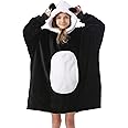 Kipswiza Panda Blanket Hoodie for Kids 6-12 Girls Boys Birthday Gifts, Soft Cozy Sherpa Oversized Wearable Blankets