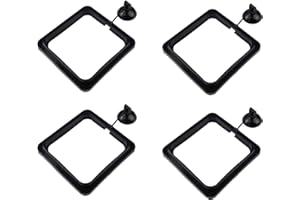 Zelerdo 4 Pack Aquarium Fish Feeding Ring Floating Food Feeder, Square Shape with Suction Cup, Black